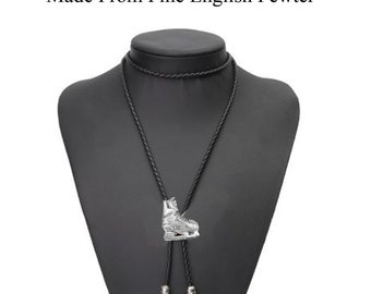 Pewter Ice Hockey Boot Necklace Western Cowboy Necktie Bola Bolo Tie code sp13 unisex line dancing cowboy Wild West