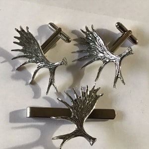 Moose Antlers made from fine English pewter cuff link or tie slide or the set or stick pin codea57