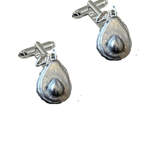Sliced Avocado   made from fine English pewter cuff link or tie slide or the set or stick pin codeFT141