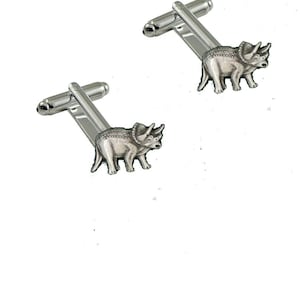 Triceratops  made from fine English pewter cuff link or tie slide or the set or stick pin coder226