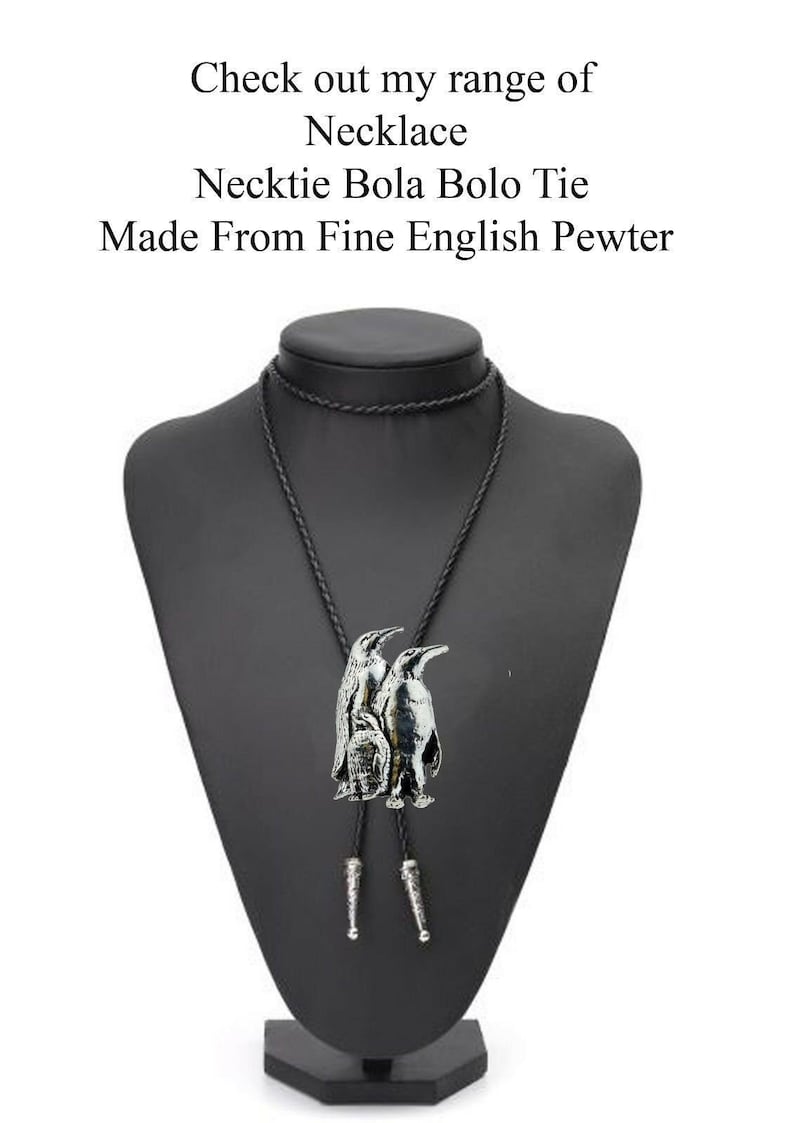 Pewter Penguins Necklace Western Cowboy Necktie Bola Bolo Tie codeb43 unisex line dancing cowboy Wild West bird of prey