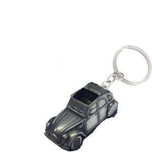 classic French car pewter effect  2cv  ref37 car keyring  or pin badge classic car