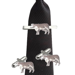 cow made from fine English pewter cuff link or tie slide or the set or stick pin code  codeppa37