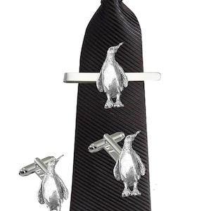 Penguin made from fine English pewter cuff link or tie slide or the set or stick pin code  codeppa07