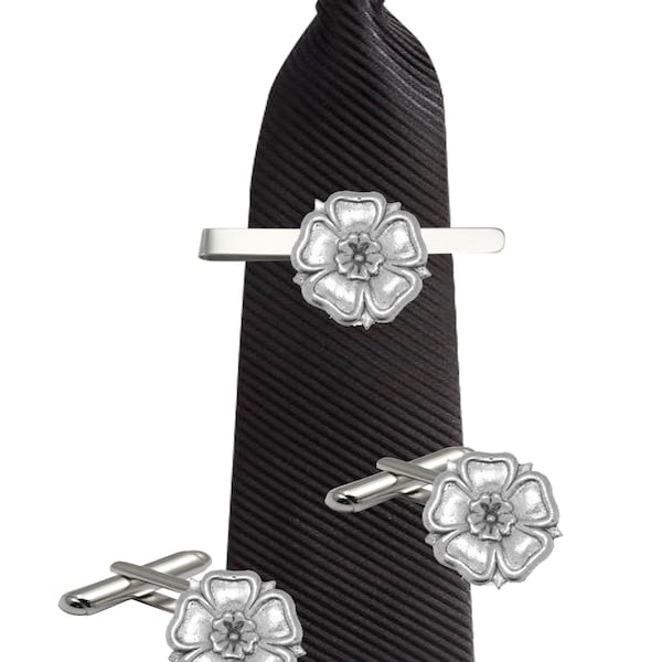 English Rose made from fine English pewter cuff link or tie slide or the set or stick pin code  code ppg64