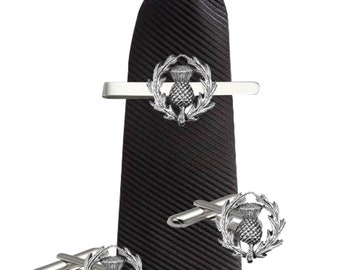 Scottish Thistle made from fine English pewter cuff link or tie slide or the set or stick pin code  code ppg53