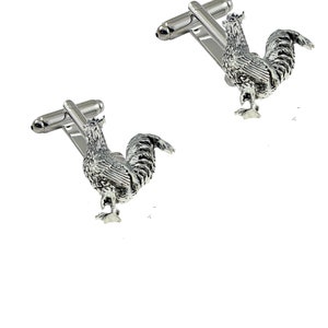 Cockerel  made from fine English pewter cuff link or tie slide or the set or stick pin code B42 bird birds