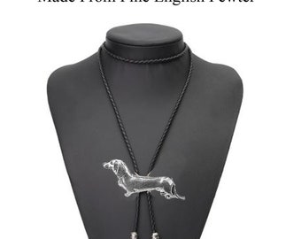 Pewter Dachshund Necklace Western Cowboy Necktie Bola Bolo Tie code ppd24 unisex line dancing cowboy Wild West