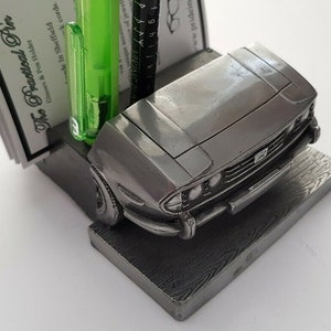 tri stag   Pewter Effect car Business Card & PEN pencil Holder NEW Handmade In Sheffield