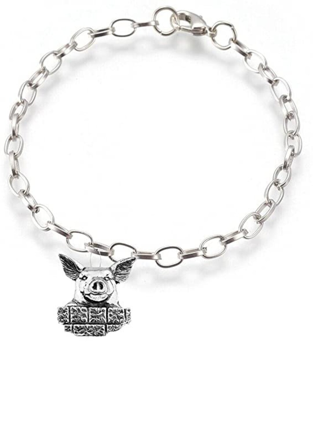 A33 Pig Made From English Pewter on Belcher Link Chain Perfect as a ...
