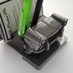 tri Pewter Effect Auto Visitenkarten & STIFT Stiftehalter NEU Handmade In Sheffield