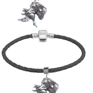 Labrador & Duck  Charm / Pendant on a bail which has a 5mm Hole to fit Bracelet necklace European or choose the bracelet with charm refA25