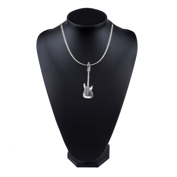 Electric Guitar   on a 18 inch platinum plated chain necklace jewellery  gift made from Fine English pewter ppm03 music