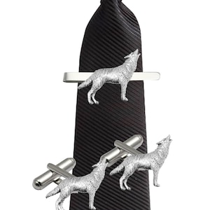Wolf  made from fine English pewter cuff link or tie slide or the set or stick pin code  codeppa26