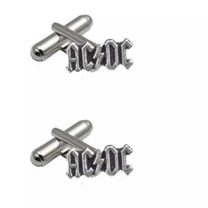 Rzadkie AC/DC: logo z cyny na spinkach do mankietów Biżuteria Garnitur ślubny d41