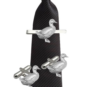 duck made from fine English pewter cuff link or tie slide or the set or stick pin code  codeppb03