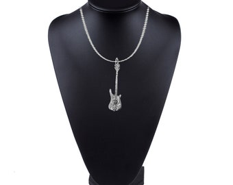 Bass Guitar   on a 18 inch platinum plated chain necklace jewellery  gift made from Fine English pewter ppm05 music