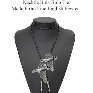 Pewter pair of Ducks Necklace Western Cowboy Necktie Bola Bolo Tie codeb38 unisex line dancing cowboy Wild West bird of prey