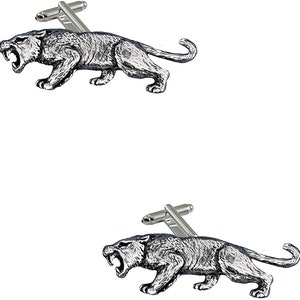 Sabre Tooth Tiger made from fine English pewter cuff link or tie slide or the set or stick pin code pp-p09