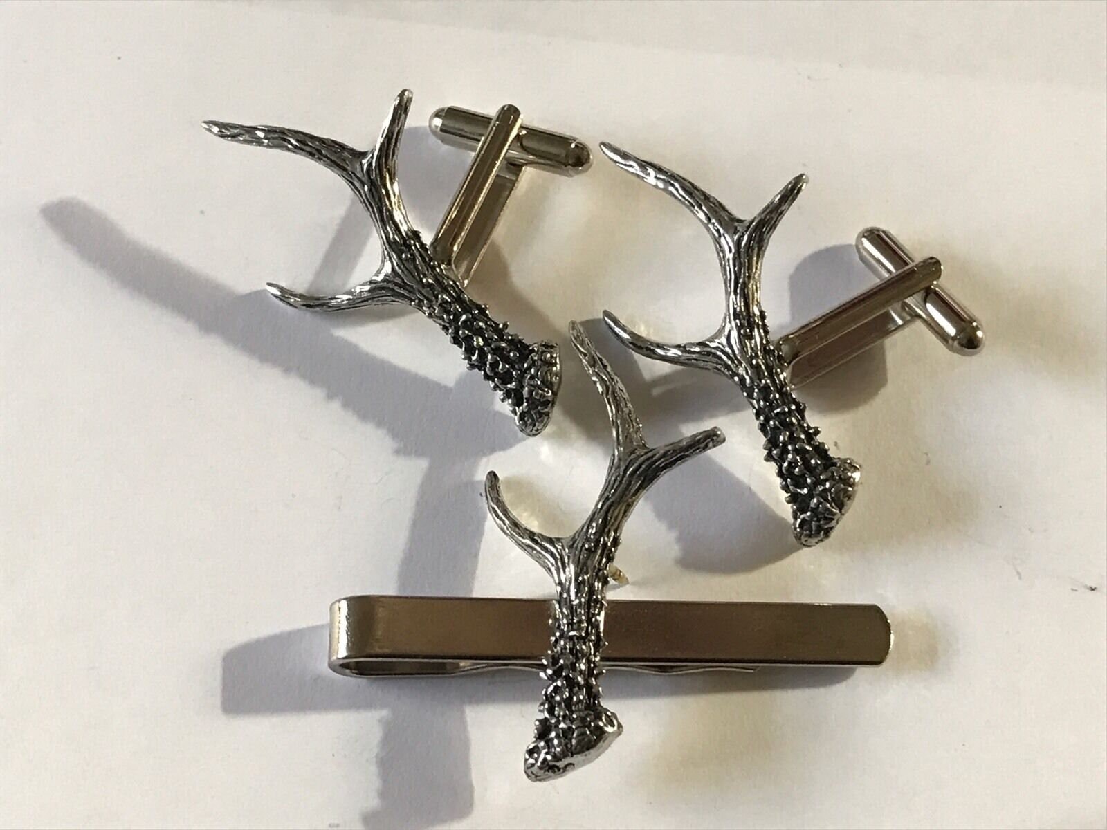 Roe Antler made from fine English pewter cuff link or tie slide or the set or stick pin codea56