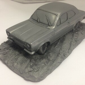 Escort MK1   car  Pewter Effect   1.32 Scale Model Car Handmade In Sheffield