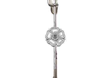 English Rose on a 3&quot; 7.5cm Kilt Pin Scarf / Brooch with English Pewter Emblem or Stunning stick pin with  connector codeppg64