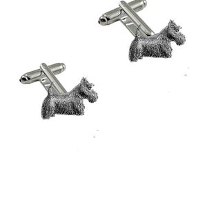 Scottish Terrier dog made from fine English pewter cuff link or tie slide or the set or stick pin code d18 dog