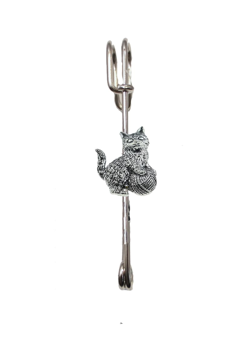 Kitten with ball of wool on a 3 7.5cm Kilt Pin Scarf Brooch with English Pewter Emblem or Stunning stick pin with end connector refa42