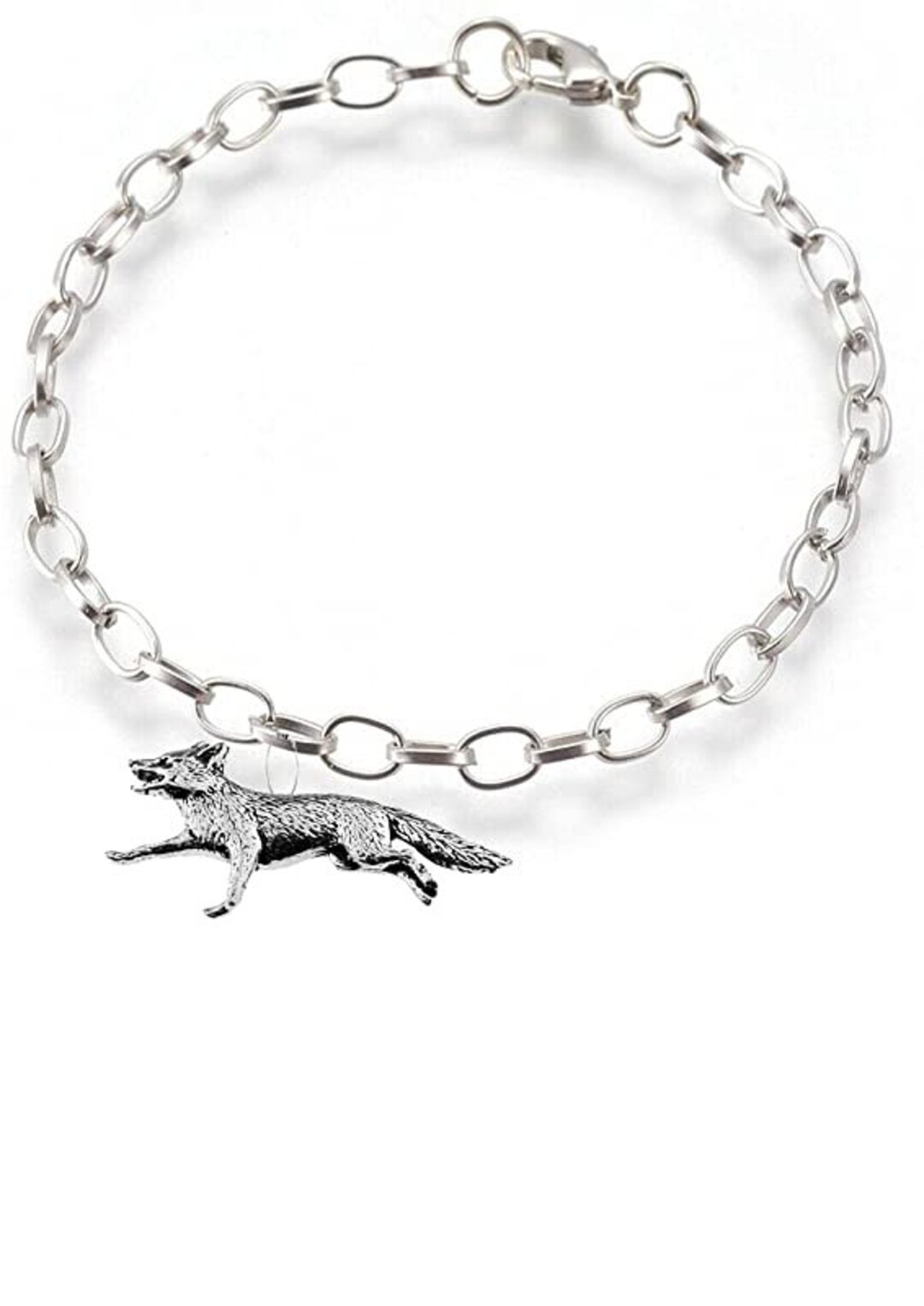 A3 Running Fox Made From English Pewter on Belcher Link Chain Perfect ...