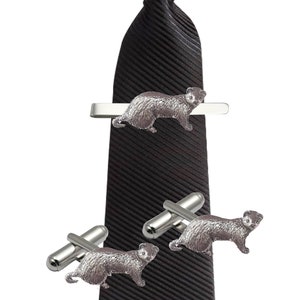 Ferret made from fine English pewter cuff link or tie slide or the set or stick pin code  codeppa39