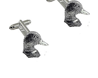 Duck’s Head  made from fine English pewter cuff link or tie slide or the set or stick pin code B28 bird birds