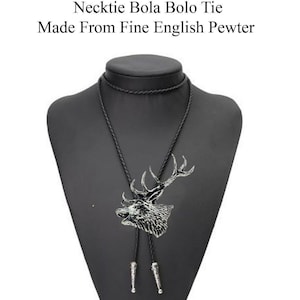 Pewter Red Stag Head Collar Western Cowboy Necktie Bola Bolo Tie codea53 línea unisex bailando vaquero Wild West