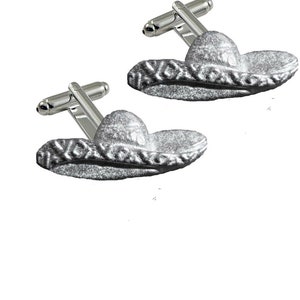 Sombrero hat made from fine English pewter cuff link or tie slide or the set or stick pin codeFT246