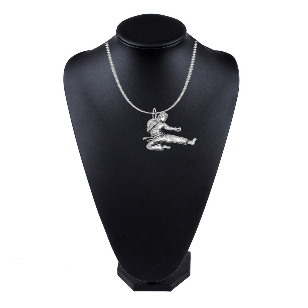 Karate on a 18 Inch Platinum Plated Chain Necklace Jewellery Gift Made