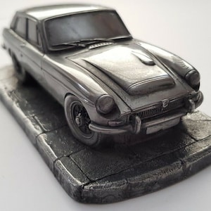 M C GT   car  Pewter Effect   1.32 Scale Model Car Handmade In Sheffield