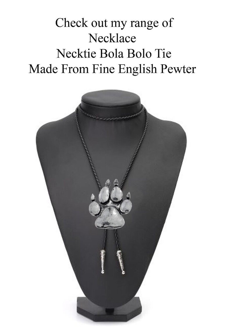 Pewter Paw Print Necklace Western Cowboy Necktie Bola Bolo Tie Codea67 ...