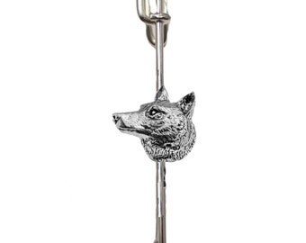 Wolf Head  on a 3&quot; 7.5cm Kilt Pin Scarf / Brooch with English Pewter Emblem or Stunning stick pin with end connector refa66