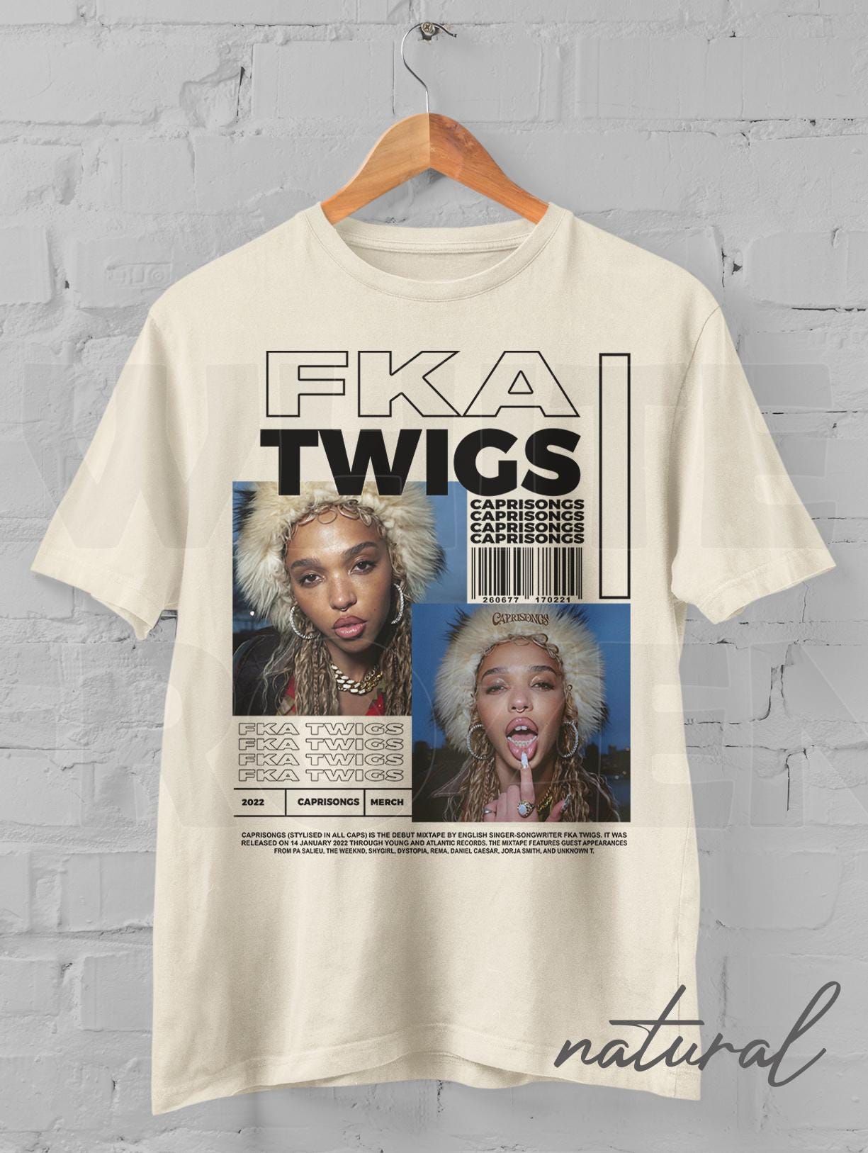 FKAツイッグス CAPRISONGS Tシャツ：ヴィンテージY2Kスタイル