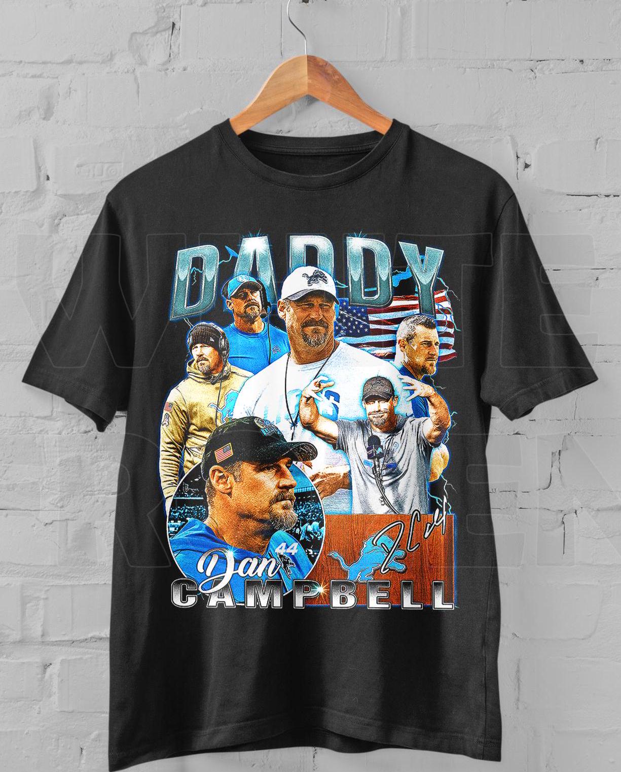 Dan Campbell Vintage Shirt, Daddy Dan Graphic T Shirt, Motor City Dan Campbell Football Shirt