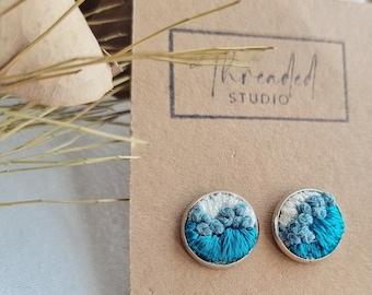 ATLANTIC | abstract embroidered stainless stell stud earrings