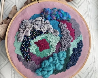 VERY BERRY | Abstract embroidery | Textured embroidery | Abstract embroidery hoop