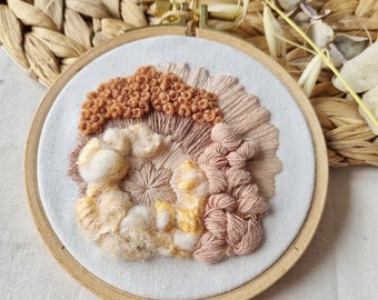 PEACHY | Abstract embroidery | Textured embroidery | Abstract embroidery hoop