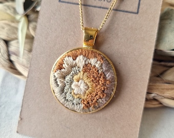 SUNKISSED / hand embroidered stainless steel pendant