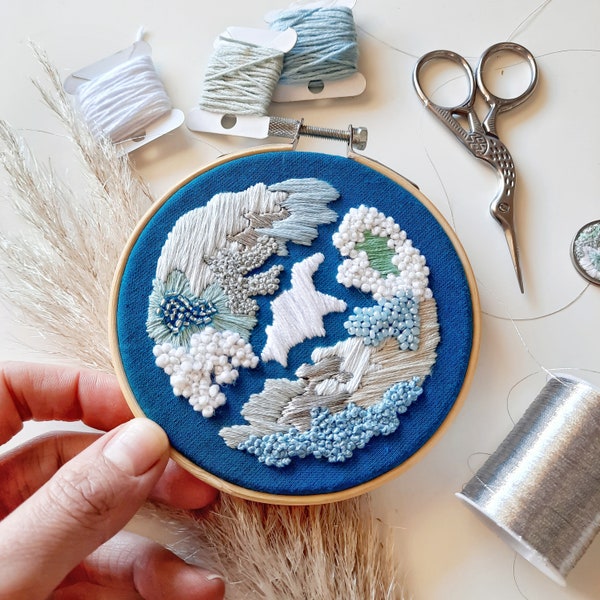 Tip of the Iceberg | 4 inch abstract embroidery hoop