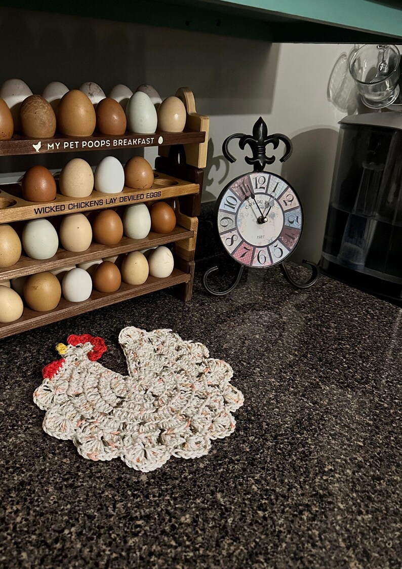 Country Chicken Potholder/Trivet Crochet image 4