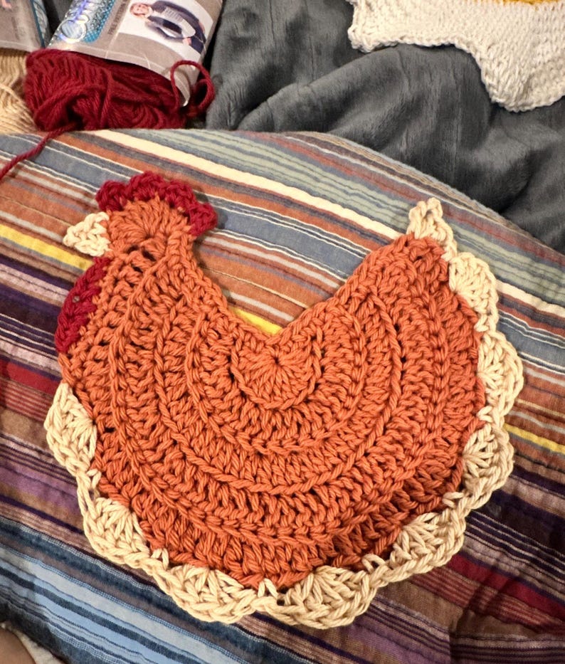 Country Chicken Potholder/Trivet Crochet image 5