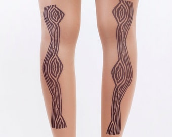 Handmade tattoo print tights for modern women tattoo printed sheer pantyhose sexy gift for her