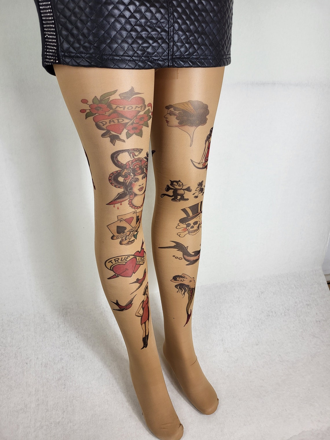 Vintage Tattoo Sexy Pantyhose Bodystockings Nylon Stockings Tights