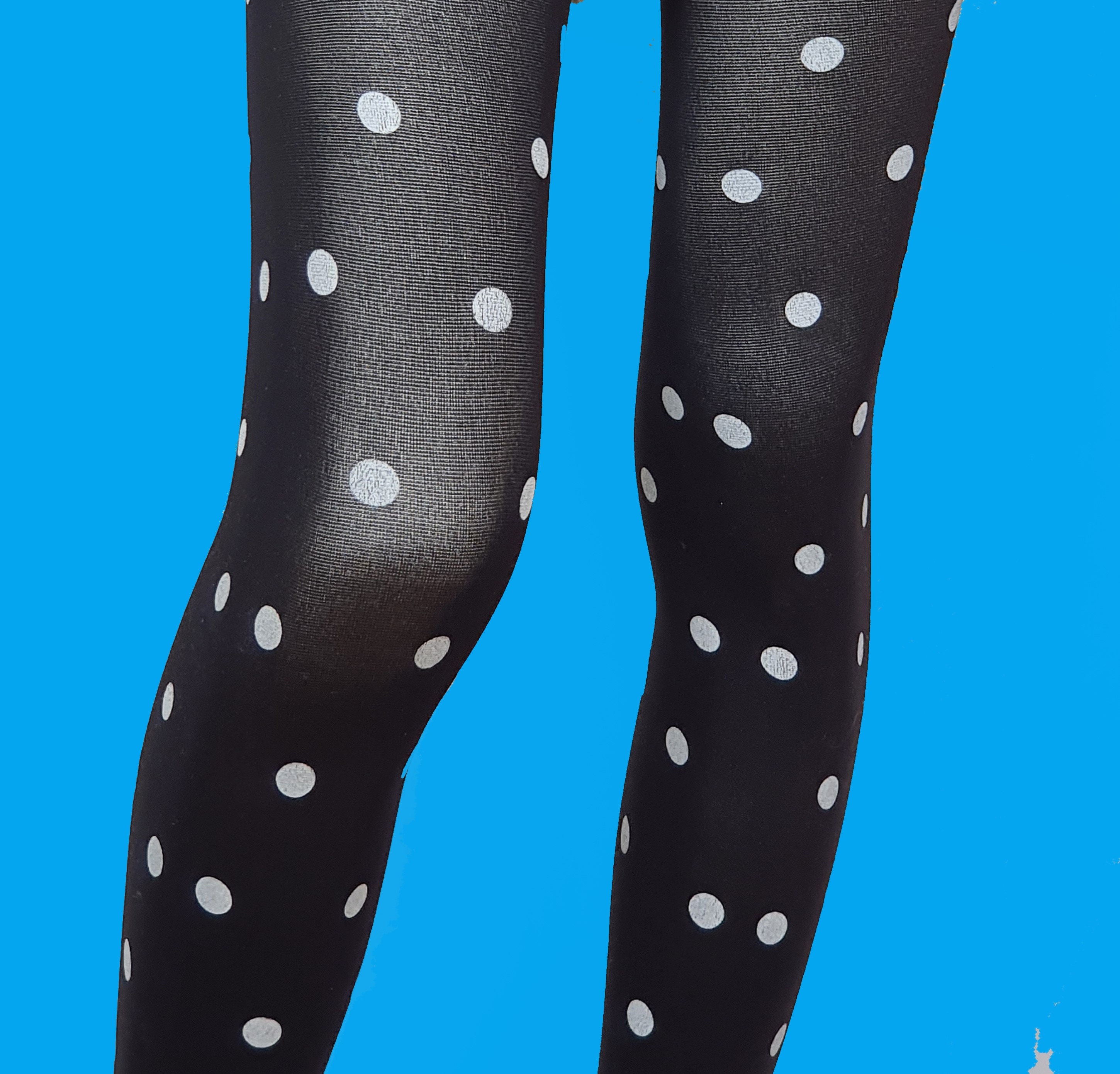 Polka dots printed women's white Opaque pantyhose Etsy