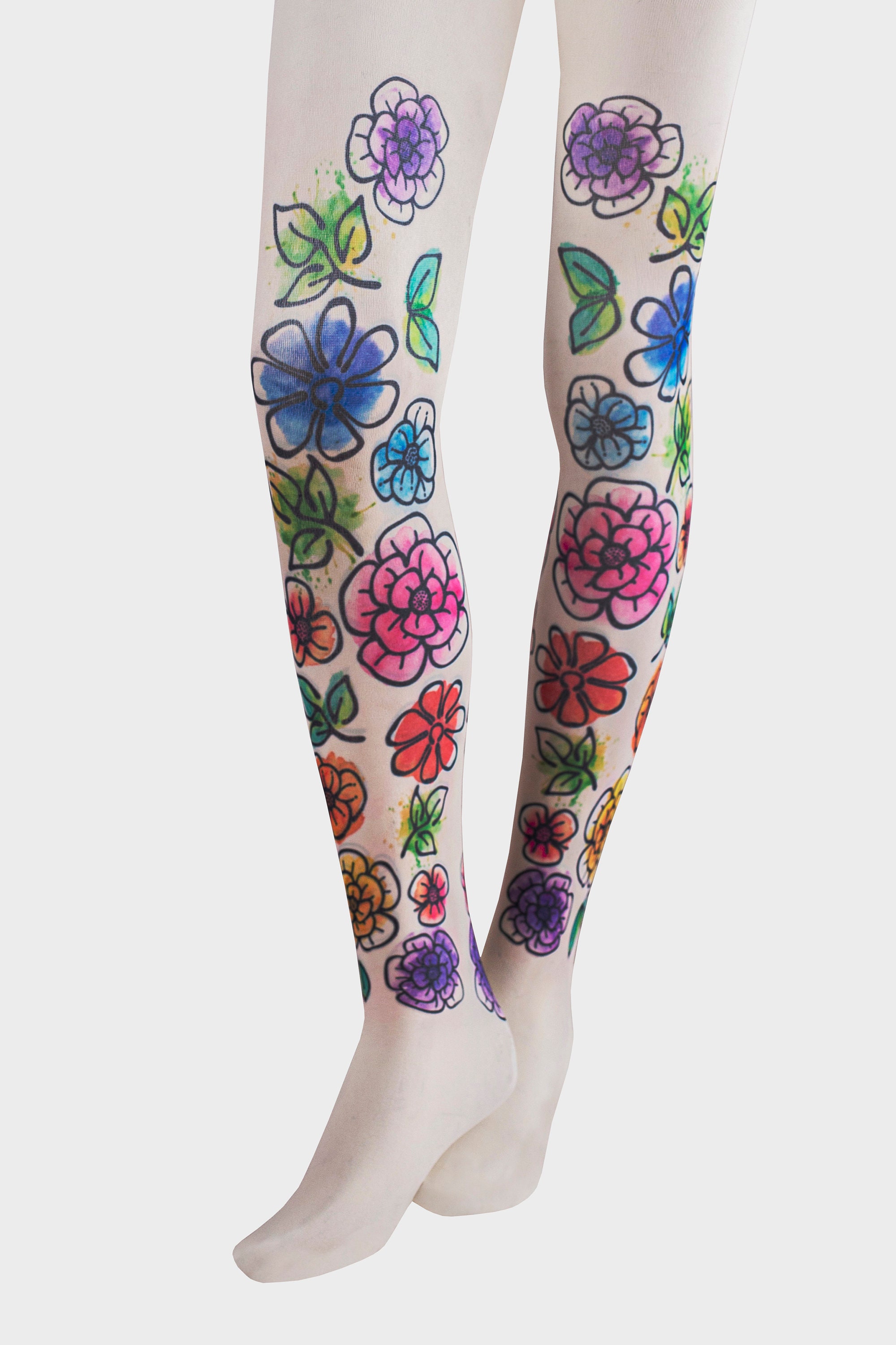 White Nylons Tights Stamped for Girls 